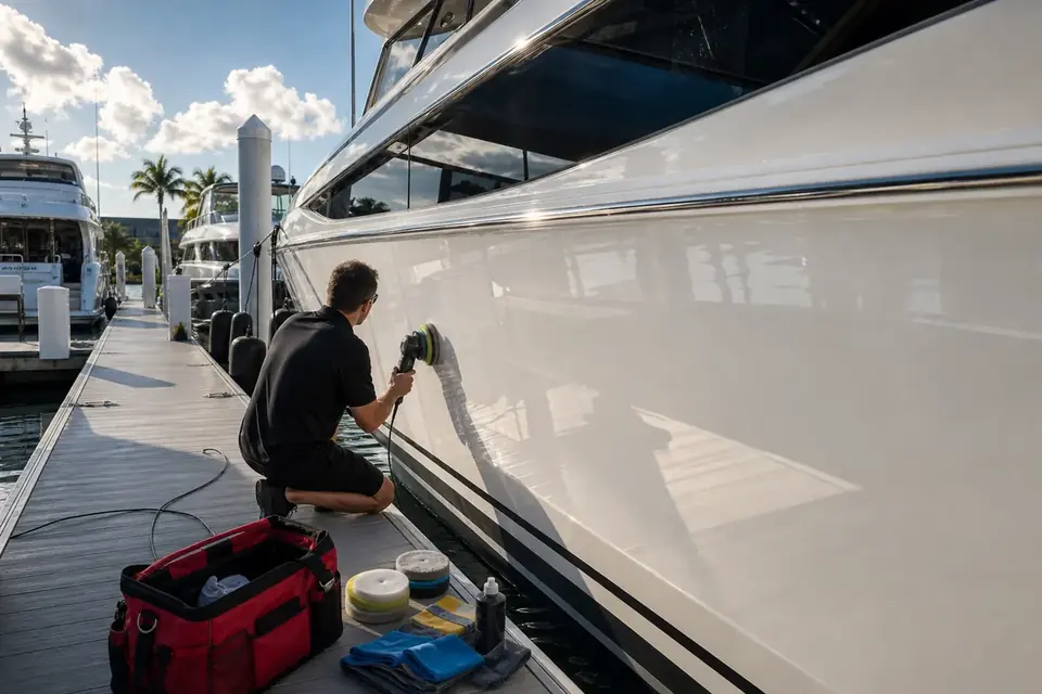 Yacht detailing and ceramic finish protection near Fort Myers Beach